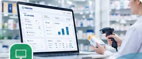 Phần mềm quản lý nhà thuốc hiển thị trên máy tính