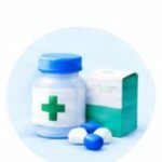 Lọ thuốc và hộp sản phẩm